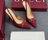 Женские текстильные туфли Gucci бордовые с открытой пяткой 2025