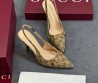 Женские текстильные туфли Gucci бежевые с открытой пяткой 2025