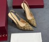 Женские текстильные туфли Gucci бежевые с открытой пяткой 2025