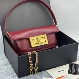 Женская кожаная сумка Chanel бордовая 26х16 2025