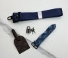 Дорожная кожаная сумка унисекс Louis Vuitton синяя в логотипах 50х27 2025