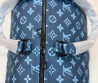 Дорожная кожаная сумка унисекс Louis Vuitton синяя в логотипах 50х27 2025
