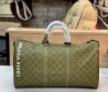 Дорожная кожаная сумка унисекс Louis Vuitton зеленая в логотипах 50х27 2025