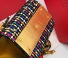 Женская кожаная сумка с разноцветным плетением Valentino золотая 23х16 2025