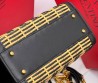 Женская кожаная сумка с плетением Valentino черная с бежевым 23х16 2025
