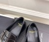 Женские кожаные лоферы Saint Laurent черные с монограммой 2025