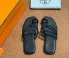 Женские кожаные шлепанцы Hermes черные 2025