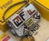 Женская текстильная сумка Fendi белая с серым 20х10 2025
