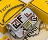 Женская текстильная сумка Fendi белая с серым 20х10 2025