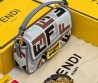 Женская текстильная сумка Fendi белая с серым 20х10 2025