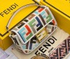 Женская текстильная сумка Fendi белая с разноцветными буквами 20х10 2025