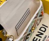Женская текстильная сумка Fendi белая с разноцветными буквами 20х10 2025