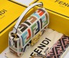 Женская текстильная сумка Fendi белая с разноцветными буквами 20х10 2025