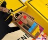 Женская текстильная сумка Fendi коричневая с разноцветными буквами 20х10 2025