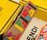 Женская текстильная сумка Fendi коричневая с разноцветными буквами 20х10 2025