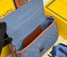 Женская текстильная сумка Fendi синяя с коричневым 20х10 2025