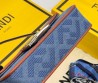 Женская текстильная сумка Fendi синяя с коричневым 20х10 2025