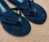 Женские замшевые шлепанцы Chanel черные со стразами 2025