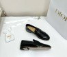 Женские кожаные лоферы Christian Dior черные глянцевые с перфорацией 2025
