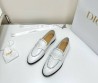 Женские кожаные лоферы Christian Dior белые с перфорацией 2025
