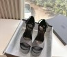 Женские кожаные босоножки Balenciaga черные в серебряных стразах каблук 15 см 2025