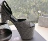 Женские кожаные босоножки Balenciaga черные в серебряных стразах каблук 15 см 2025