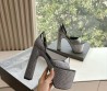 Женские кожаные босоножки Balenciaga черные в серебряных стразах каблук 15 см 2025