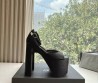Женские кожаные босоножки Balenciaga черные каблук 15 см 2025
