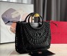 Женская кожаная сумка с плетением Valentino черная 38х34 2025