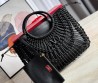 Женская кожаная сумка с плетением Valentino черная 38х34 2025