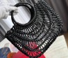 Женская кожаная сумка с плетением Valentino черная 38х34 2025