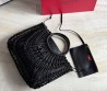 Женская кожаная сумка с плетением Valentino черная 38х34 2025