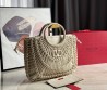 Женская кожаная сумка с плетением Valentino белая 38х34 2025