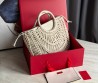 Женская кожаная сумка с плетением Valentino белая 38х34 2025