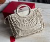 Женская кожаная сумка с плетением Valentino белая 38х34 2025