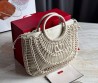 Женская кожаная сумка с плетением Valentino белая 38х34 2025