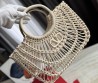 Женская кожаная сумка с плетением Valentino белая 38х34 2025