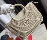 Женская кожаная сумка с плетением Valentino белая 38х34 2025