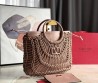 Женская кожаная сумка с плетением Valentino розовая 38х34 2025