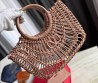Женская кожаная сумка с плетением Valentino розовая 38х34 2025