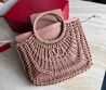 Женская кожаная сумка с плетением Valentino розовая 38х34 2025