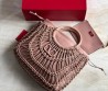 Женская кожаная сумка с плетением Valentino розовая 38х34 2025