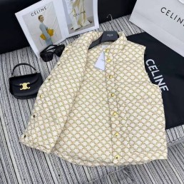 Женский жилет на пуху Celine бежевый с принтом 2025