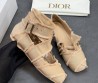 Женские текстильные балетки Christian Dior бежевые с ремешком 2025