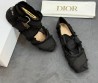 Женские текстильные балетки Christian Dior черные с ремешком 2025