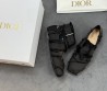 Женские текстильные балетки Christian Dior черные с ремешком 2025