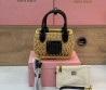 Женская комбинированная сумка Miu Miu бежевая с черным 20х15 2025