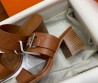 Женские кожаные сабо Hermes Kute коричневые 2025