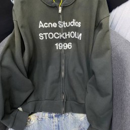 Женская толстовка на молнии Acne Studios серая 2025