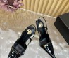 Женские кожаные туфли Saint Laurent черные лакированные с открытой пяткой каблук 11 см 2025